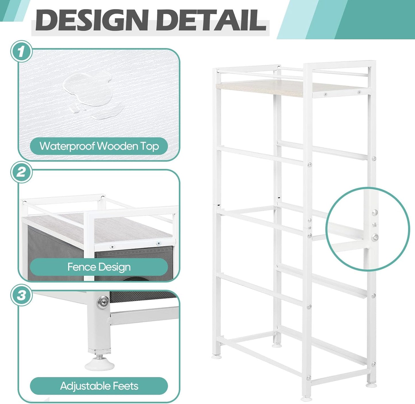 MOOACE Narrow Dresser with 4 Drawers, Dresser for Bedroom, Small Fabric Dresser Vertical Storage Tower Standing, Steel Frame & Wooden Top Chest of Drawers for Bedroom, Bathroom & Laundry