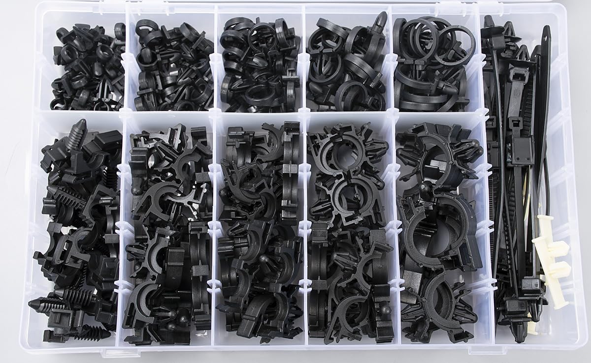 OAUTOO 190pcs Wire Loom Routing Clips Push Mount Cable Tie Assortment