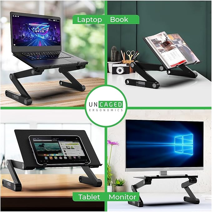 WorkEZ Adjustable Laptop Stand for Desk, Adjustable Height Laptop Stand, Ergonomic Foldable Portable PC Holder, Computer Riser, Home Office Supplies
