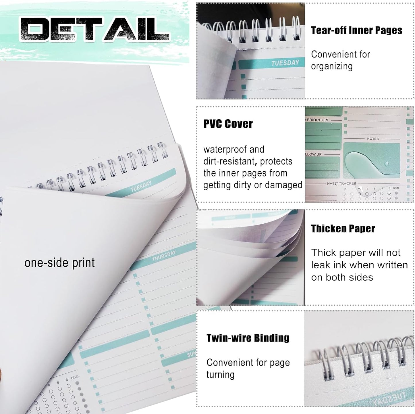 Weekly Planner, 7.5''x10.2'' Weekly To Do List Notepad, Undated Weekly Planner Notepad with 52 Tear Off Sheets Planner, Habit Tracker Productivity Organizer for Home School and Work