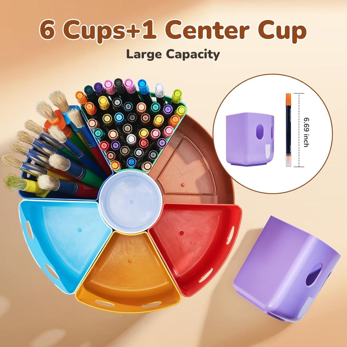 GAMENOTE Rotating Art Supplies Organizer - Lazy Susan Office School Supply for Kids Desk Organization and Storage Homeschool Craft Caddy Classroom Organization (Large)