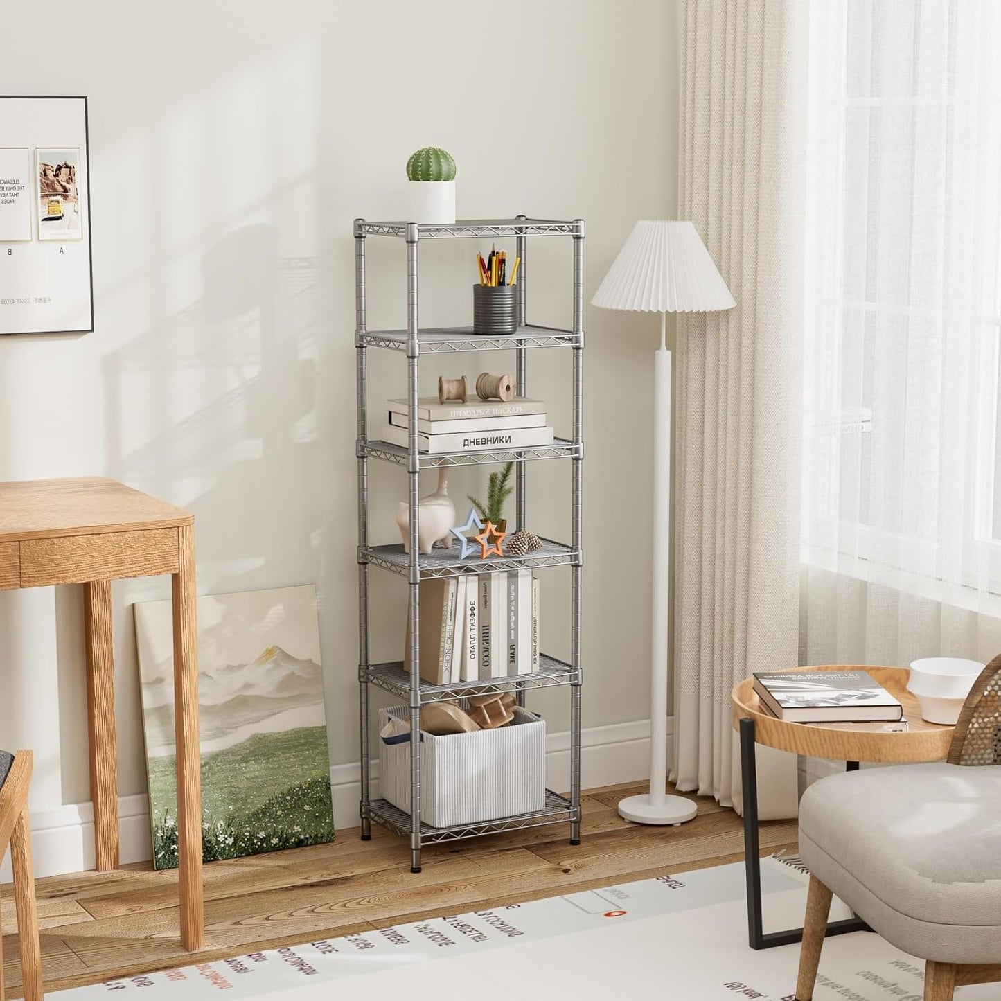 Small 5 tire Shelves Storage Wire Shelving Unit Metal Shelf Adjustable Organizers Storage Shelving for Bathroom Laundry Room Kitchen Pantry10”D x 16”W x 60.2”H Silver