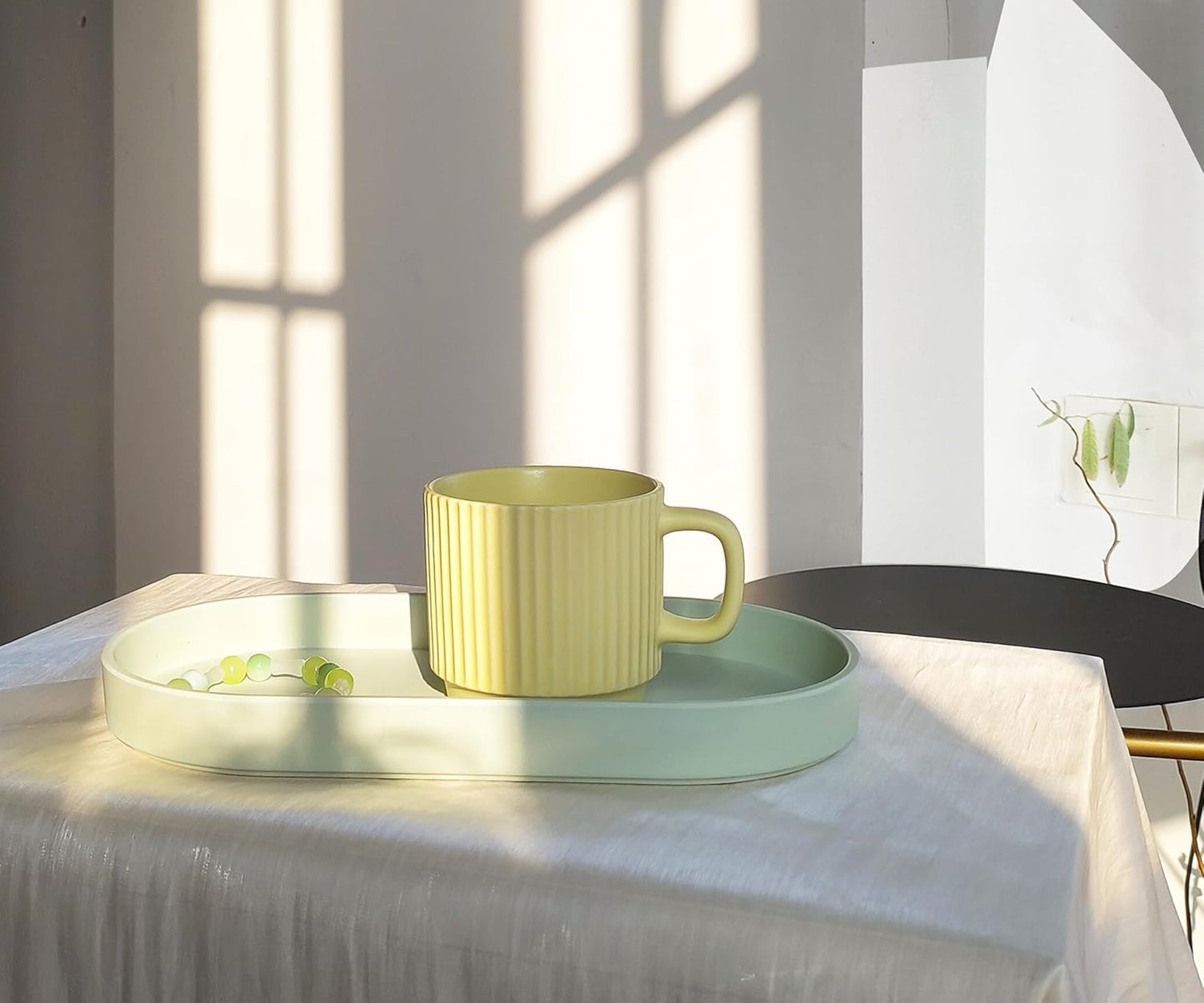 Green Small Tray (10 inch), Oval Tray for Kitchen Counter, Bathtub Bathroom Vanity Items, Countertop Organizer, Coffee Accessory, Bar, Serving Seasoning, Salt and Pepper, Soap, Perfume.