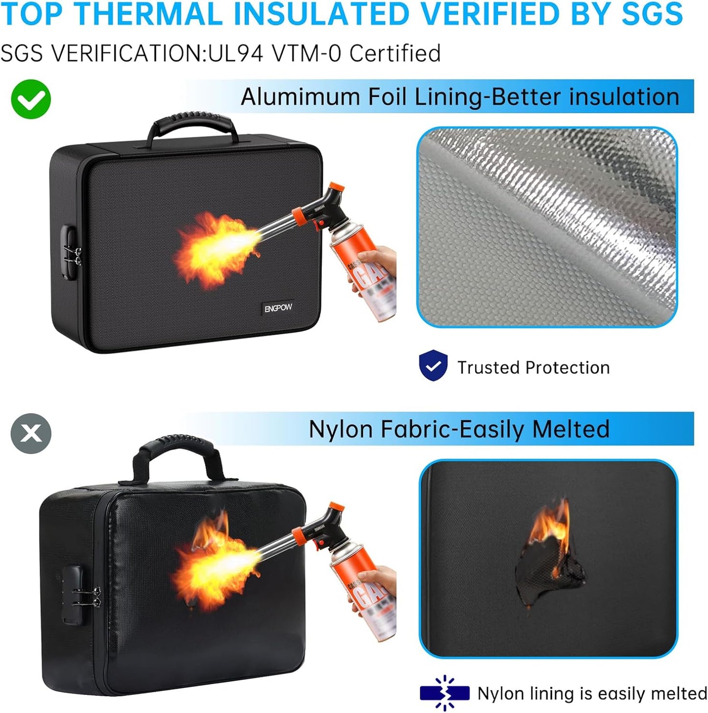 ENGPOW 5200℉ Soft Case Fireproof Document Box with Lock,Fireproof Box with 25 Colorful Pocket Accordion File Folder,Fireproof Water Resistant Safe File Organizer Storage for Important Documents