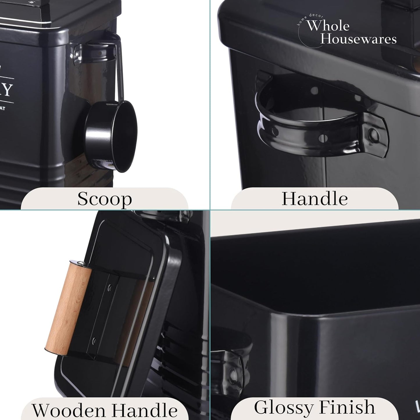 Whole Housewares Laundry Detergent Container - Tin Farmhouse Metal Laundry Powder Soap Dispenser With Scooper, Airtight Lid And Handles - Vintage Soap Pod Holder Storage Bin With Lid And Scent Holders