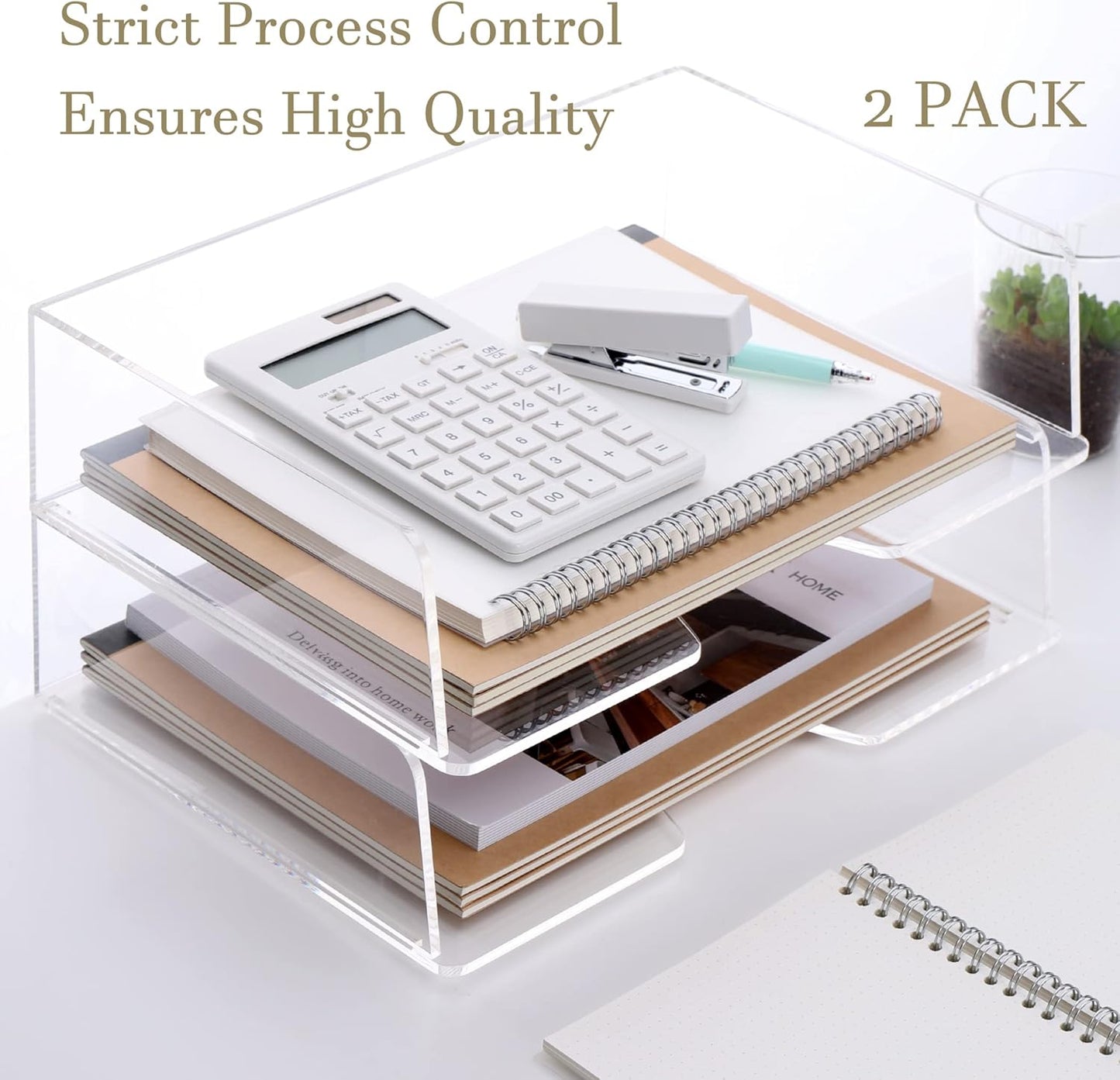Acrylic Paper Tray Desk Organizers and Office Suplies Document Storage Enlarged Letter Tray Clear Paper Organizer (Large Horizontal)…