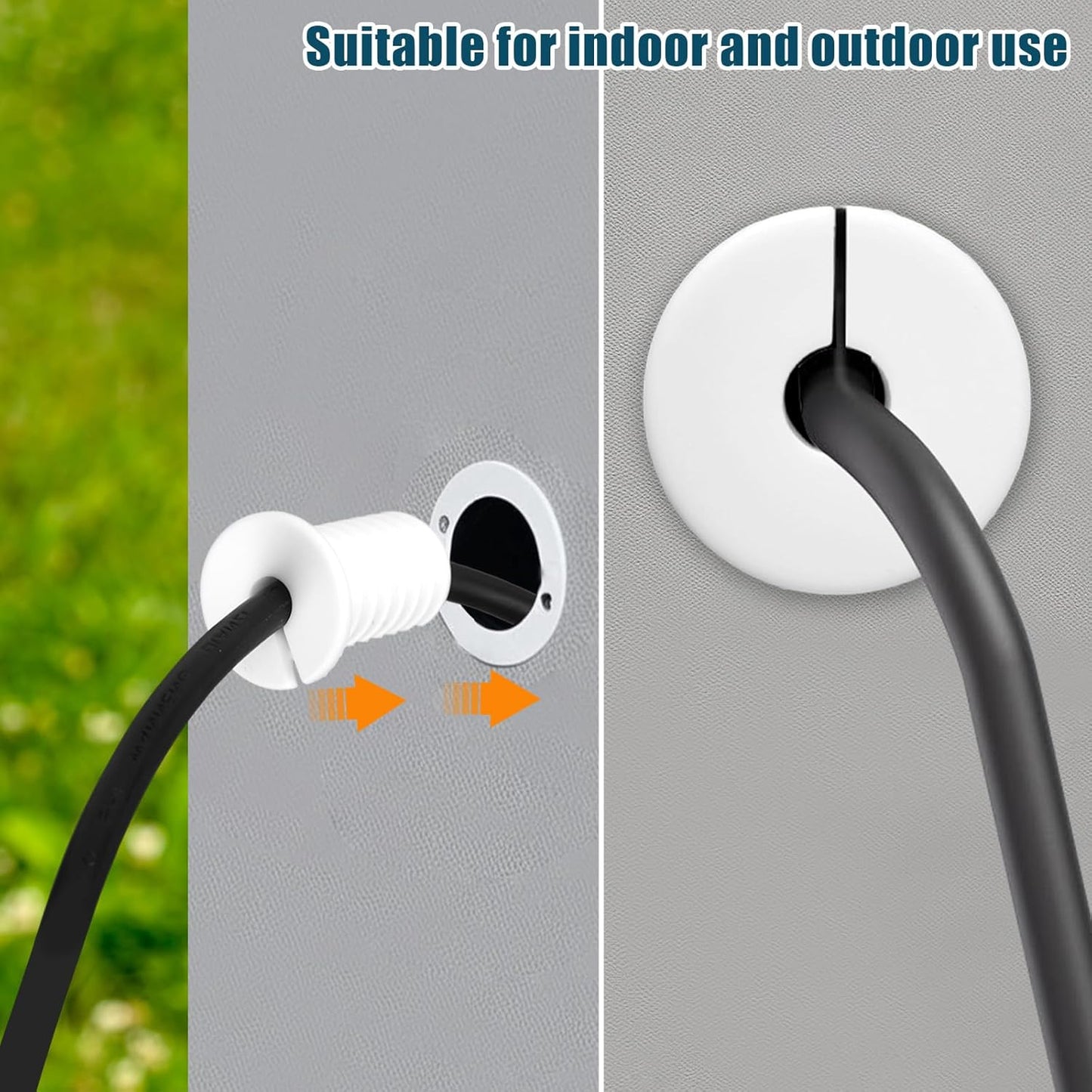 6pcs 3/4 Inch Cable Grommets for Starlink, Anti-Slip Cable Routing Kit Split Wall Hole Pass Through Bushing Grommet for Ethernet/TV Wires Waterproof Cord Protection (19mm Dia, White)