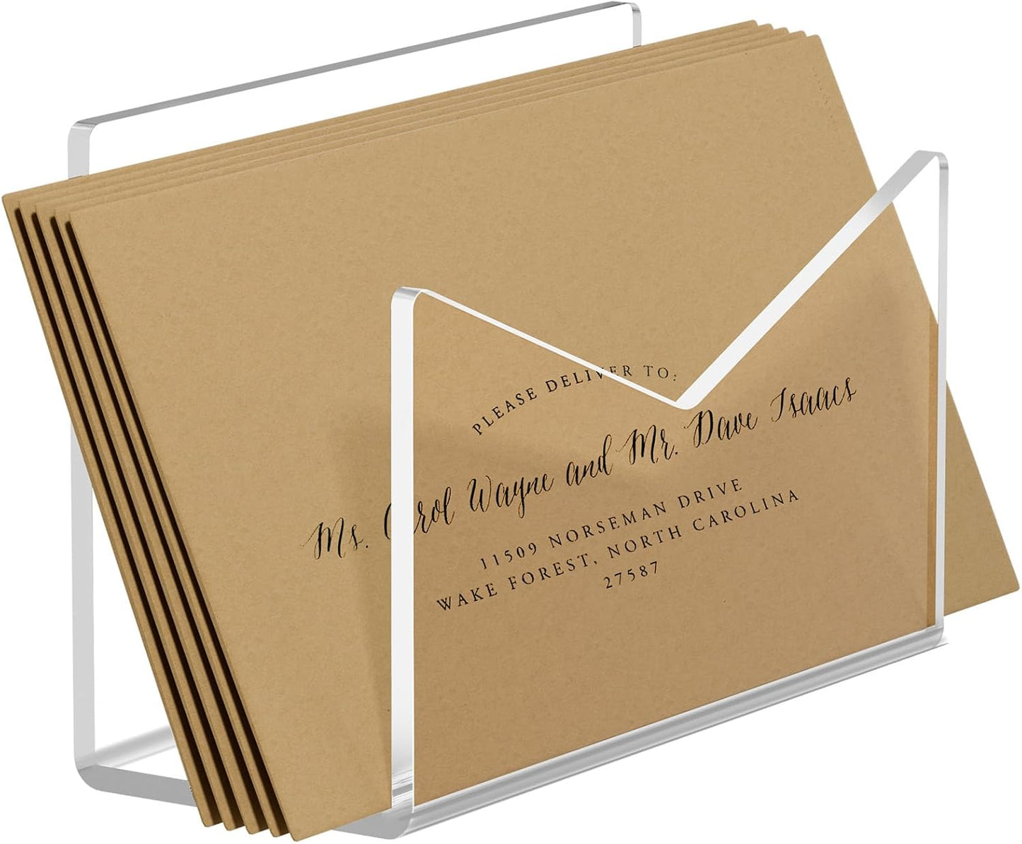 KTRIO Acrylic Mail Holder, Clear Mail Organizer Countertop, Letter Envelope Holder for Desk, Mail Sorter Letter Stand for Home Office School