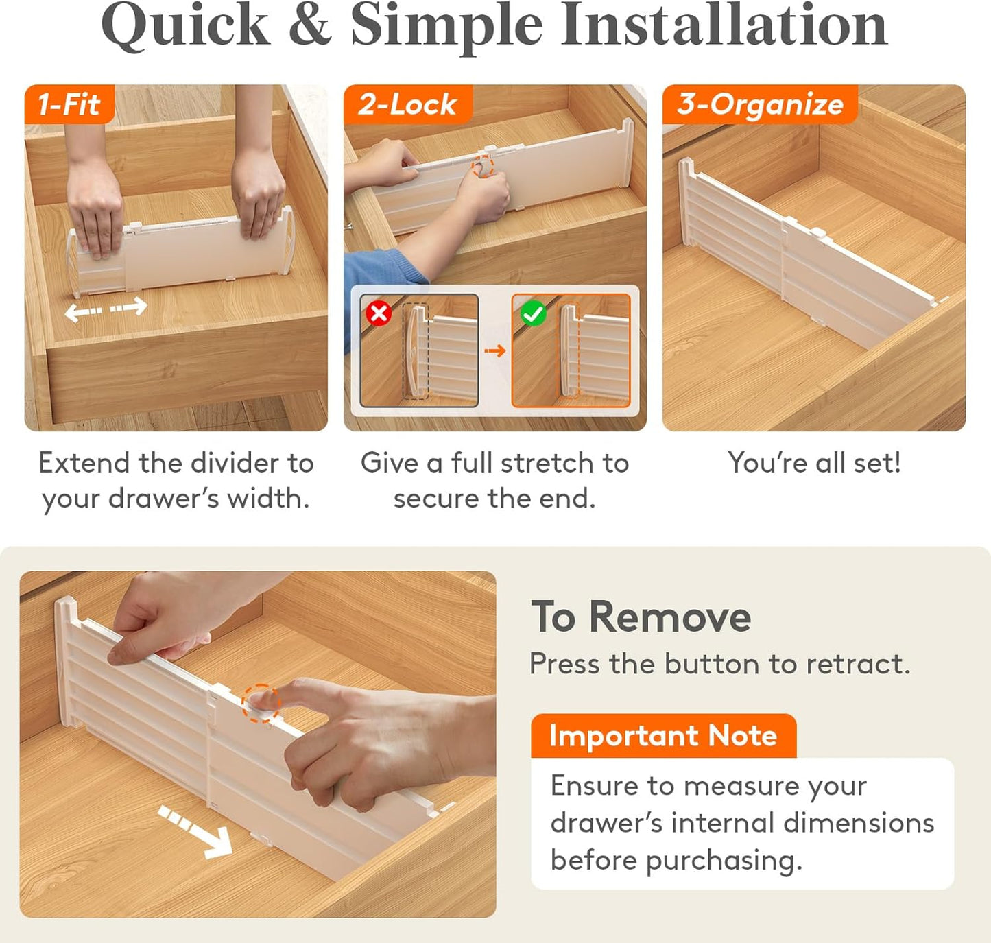 Lifewit 5" Tall 5 Pack Deep Drawer Dividers, 11.5-18.5" Expandable Drawer Divider for Clothes, White Dresser Drawer Storage Organizers, Clothing Drawers Separators for Dresser, Kitchen, Bedroom