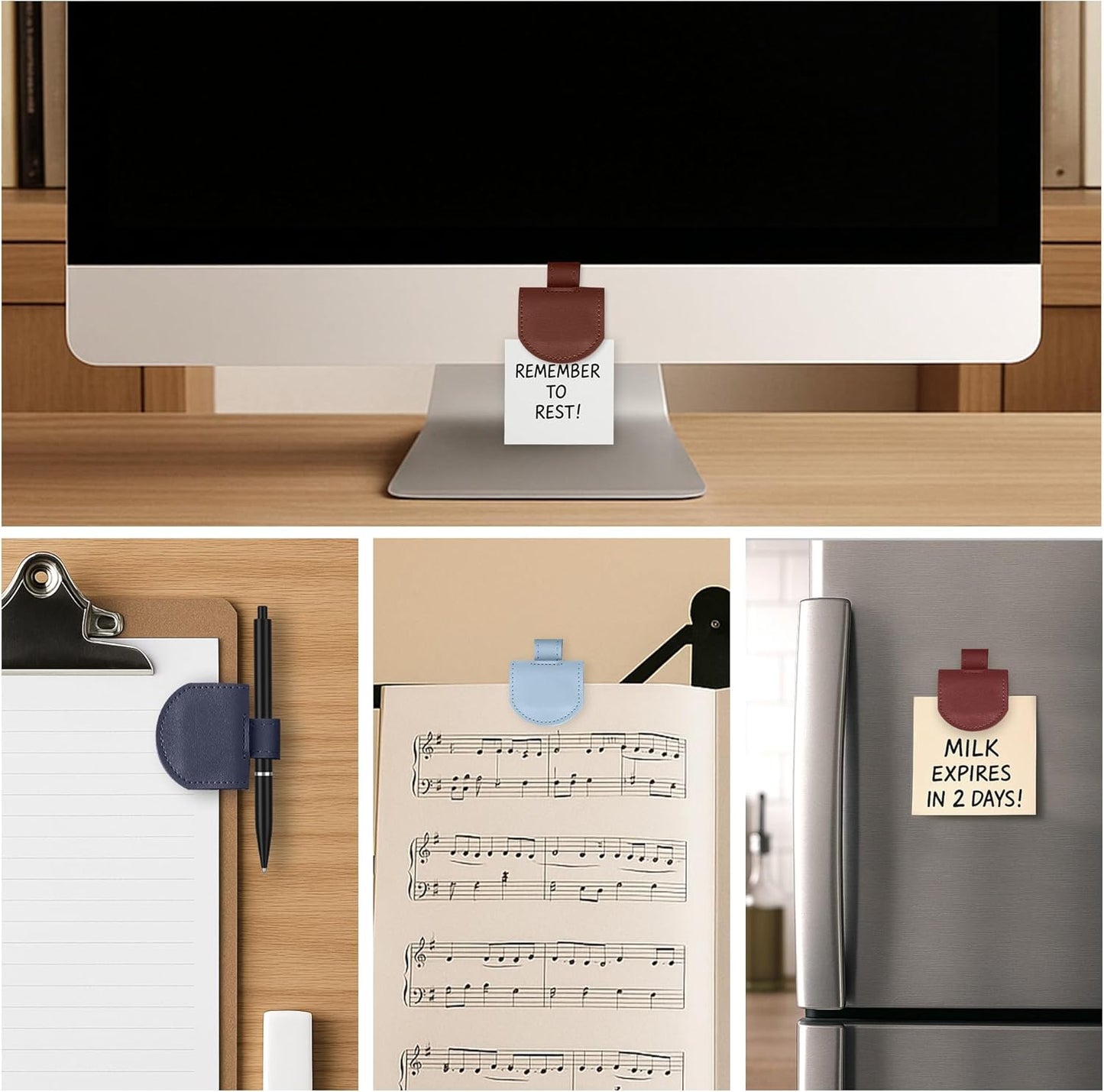 Magnetic Pen Loop Holder, Pencil Holder for Notebooks, Journals, Calendars, PU Leather 5 Pack