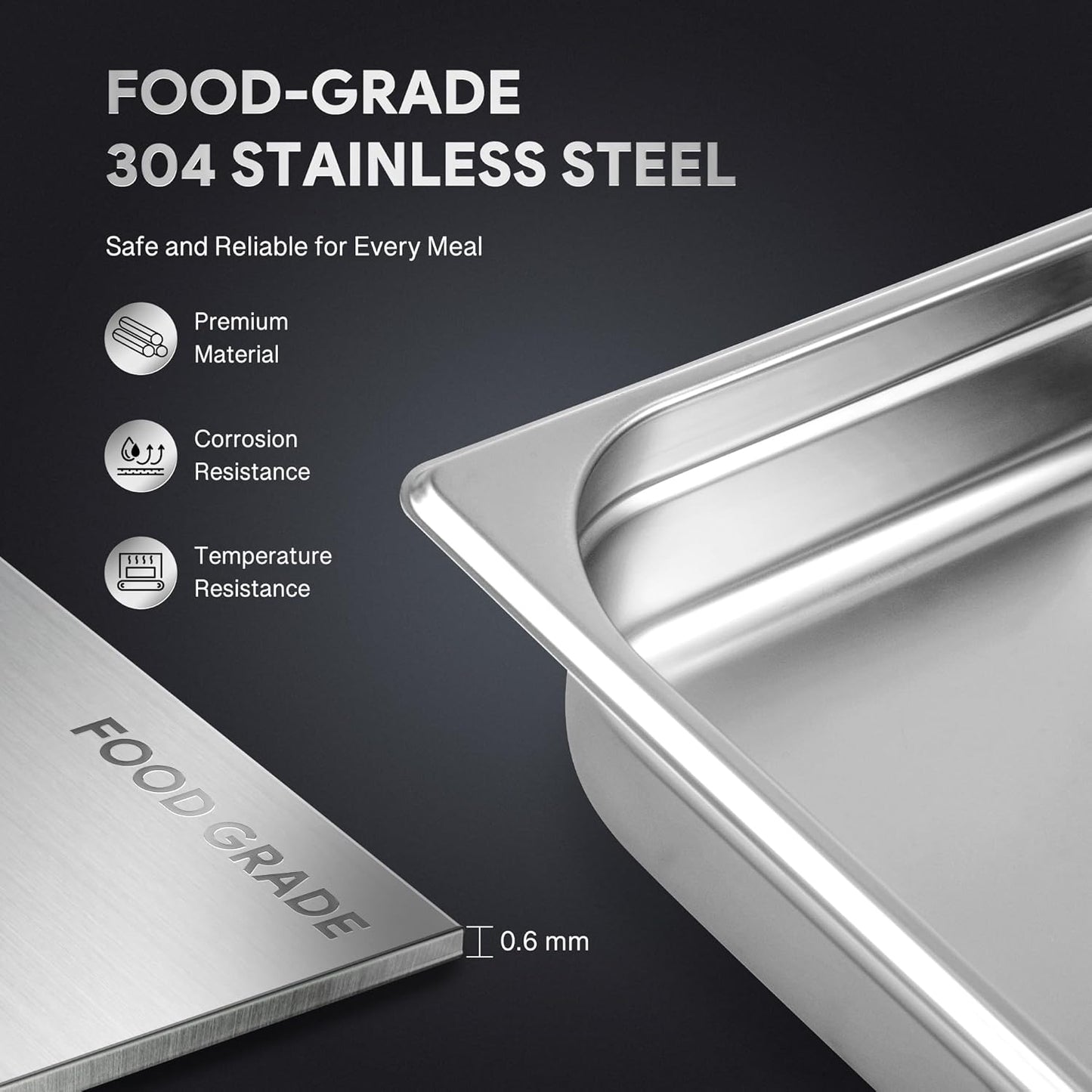 WILPREP 6 Pack Hotel Pans NSF Listed, 1/1 Full Size 2.5 in Deep Steam Table Pans with Lids, Food Grade Stainless Steel Hotel, 9 qt Catering Food Storage for Buffets Events Restaurants