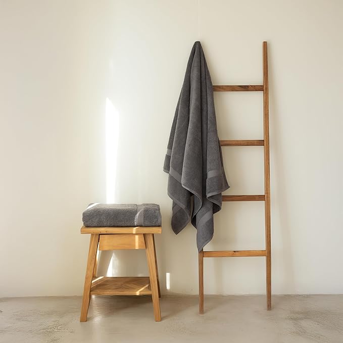 SALBAKOS 100% Turkish Cotton Extra Large Bath Sheet Set of 2 35x70 inch | Heirloom Quality | Hotel & Spa Collection | Soft, Absorbent Oversize Bath Towels | Made in Turkey (Gray, 2 Bath Sheets)