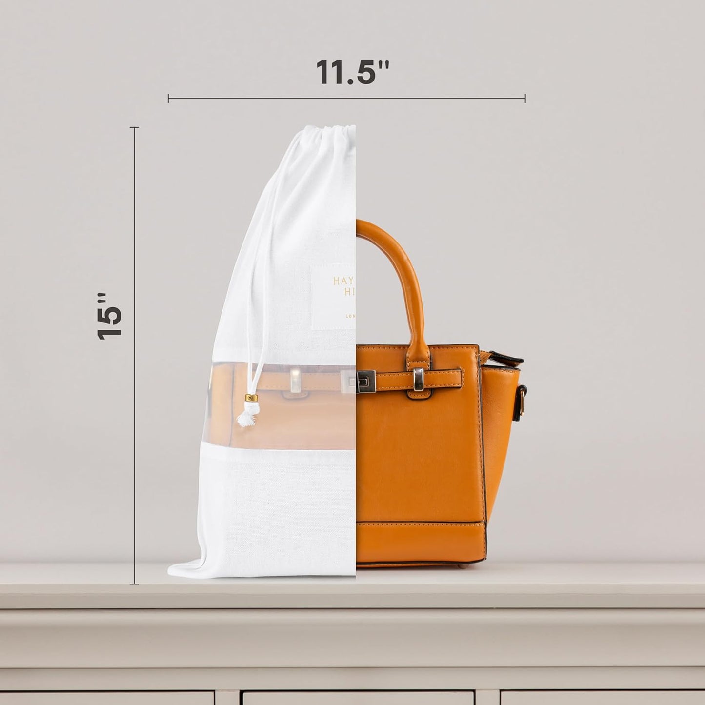 Hayden Hill Luxury Organic Cotton Dust Bags For Handbags - 6 Pack Mixed Sizes - Handbag, Purse and Shoe Storage - Certified Carbon Neutral