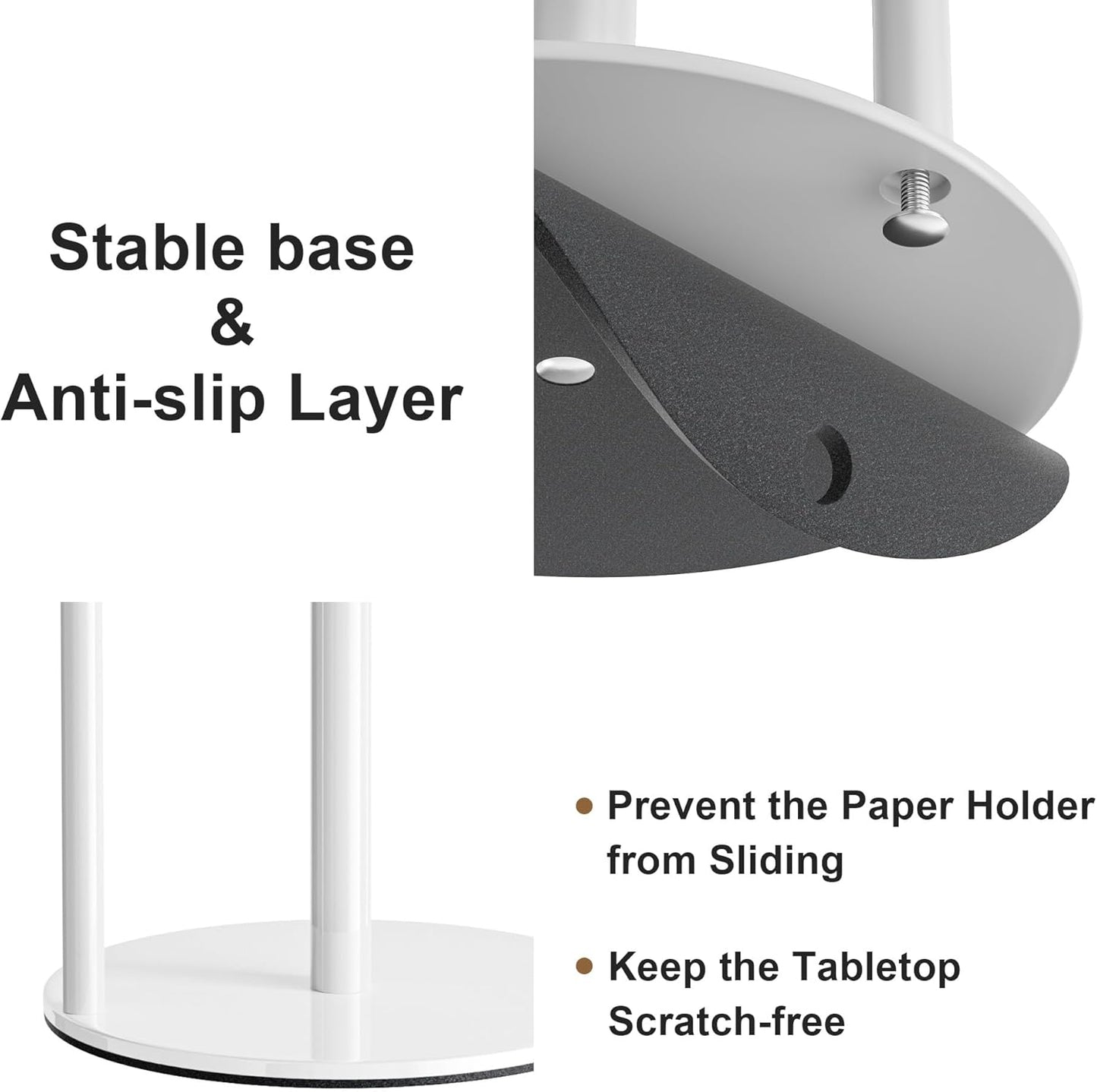 Paper Towel Holder White Kitchen Roll Holder, Paper Towel Holder for Kitchen Roll Organize, Countertop Roll Dispenser with Weighted Base