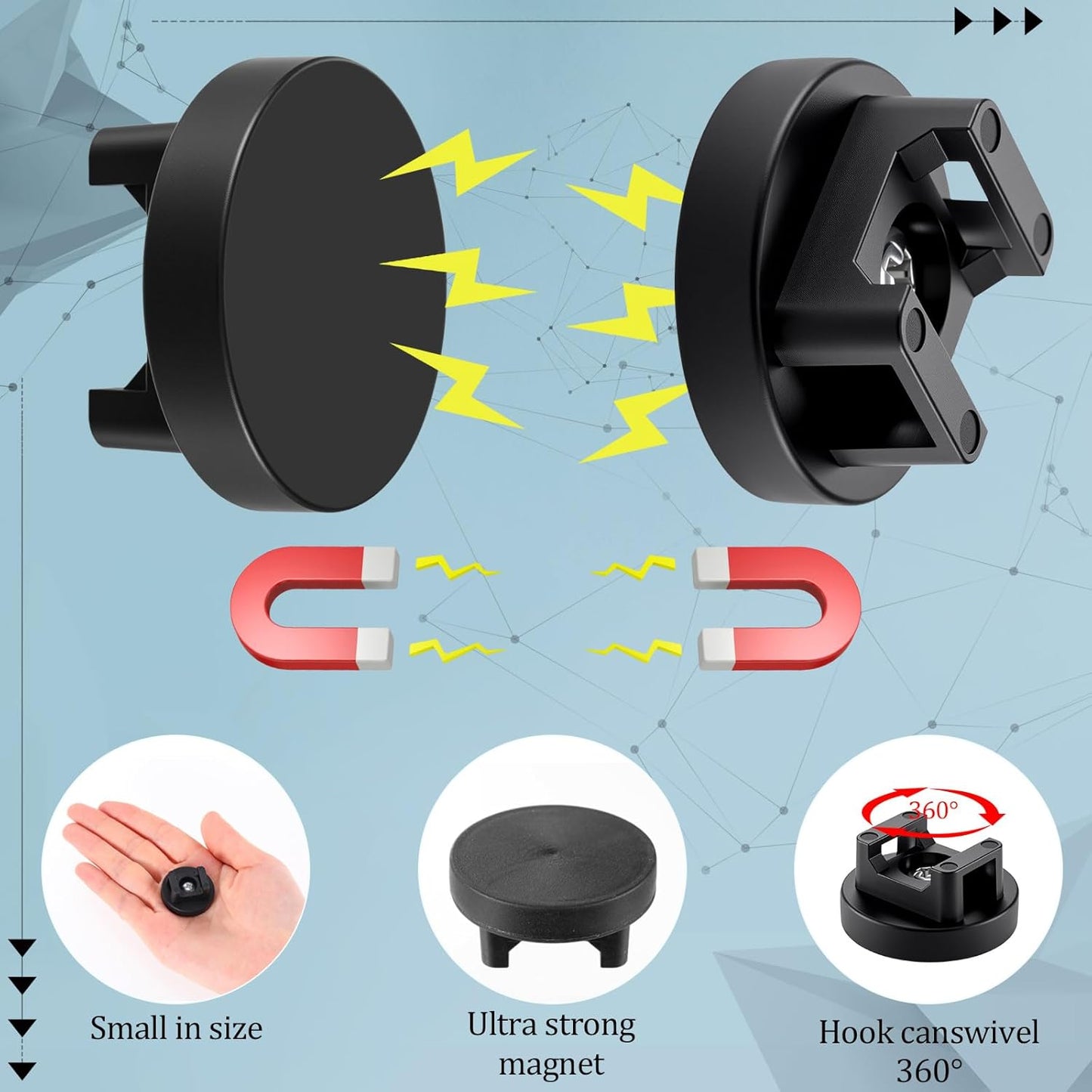 Yookeer 250 Pieces Magnetic Zip Tie Mount Multipurpose Cable Holder Magnets Magnetic Wire Management Bases with Heavy Duty Zip, Mount Nylon Cable Ties in Total (31mm)