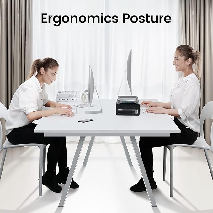 Vaydeer Wireless Charging and USB 3.0 Monitor Stand, Monitor Riser for Desk with Storage, Single Shelf Holder Raiser Organizer for Computer iMac Laptop PC Screen, Heavy Duty Gift Gaming Studio Office