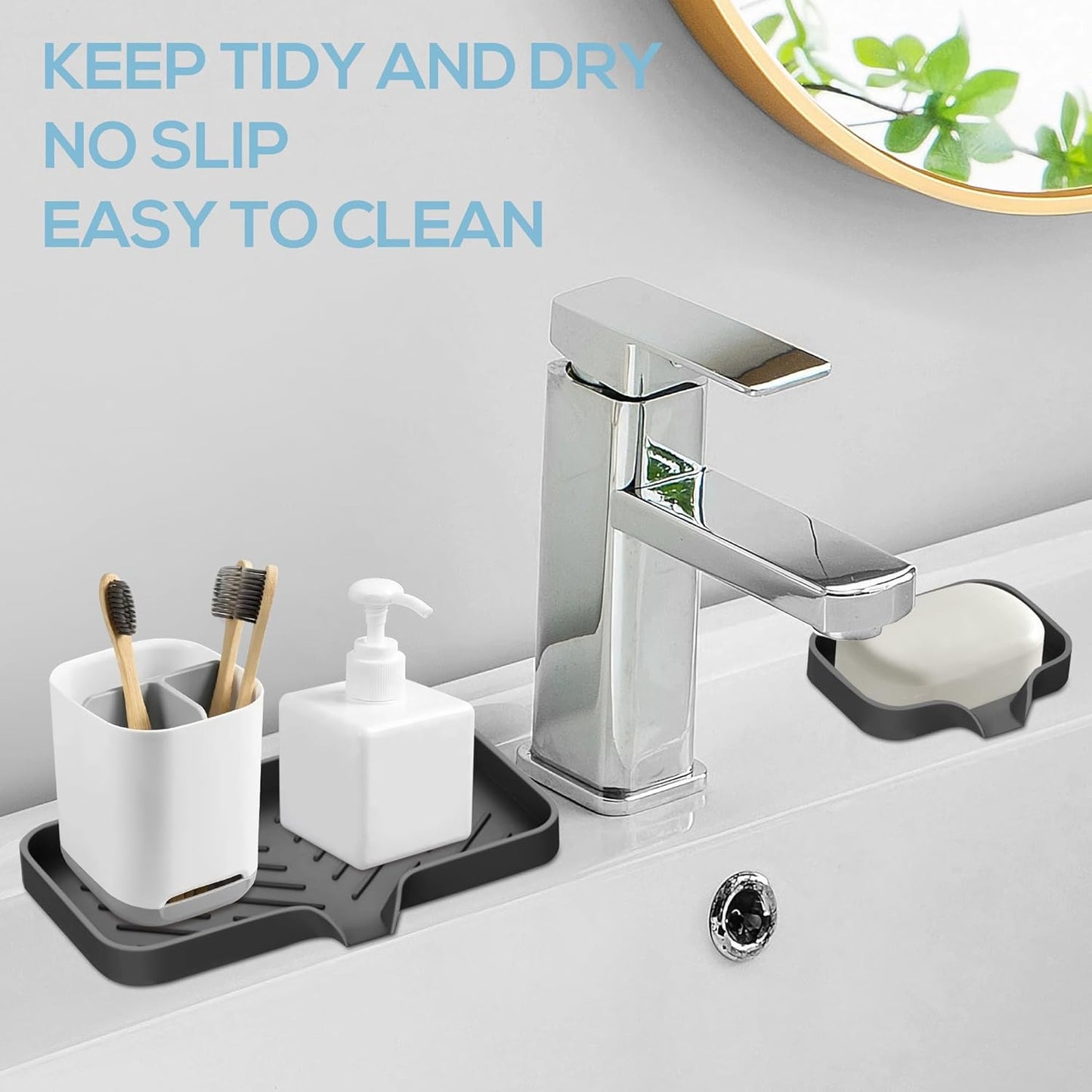 Kitchen Sink Tray,3 Pcs Silicone Sponge Holder for Kitchen Sink Organizer, Kitchen Soap Tray Self Draining Soap Dish for Bathroom