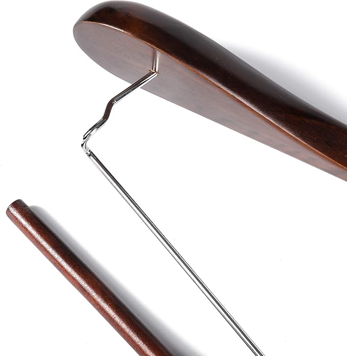 Luxury Wide Shoulder Wooden Hangers 2 Pack, with Locking Bar, Smooth Retro Finish Wood Suit Hanger Coat Hanger for Closet, Holds Up to 20lbs, 360° Swivel Hook, for Jacket, Dress Heavy Clothes Hangers