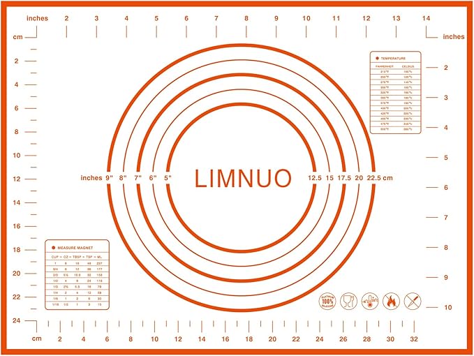 Silicone Baking Mat，Non Stick Rolling Dough with Measurements for Pie Pizza Cookies Fondant Making，Extra Thick Non Slip Silicone Pastry Mat