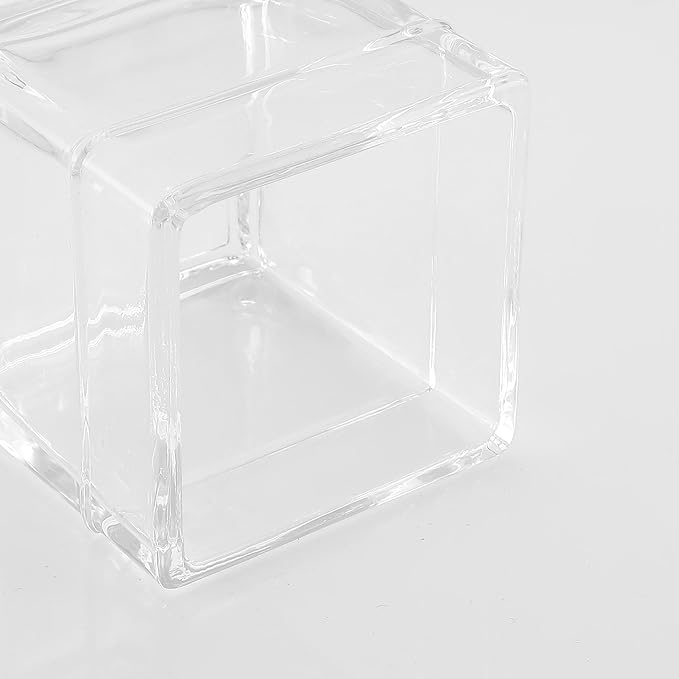 Glass Cotton Jar Holder 2 Pack– Brushed Gold Lid, Elegant Bathroom Storage Canister for Qtips, Cotton Balls, Floss, Makeup Organizer, Vanity & Bathroom Organization