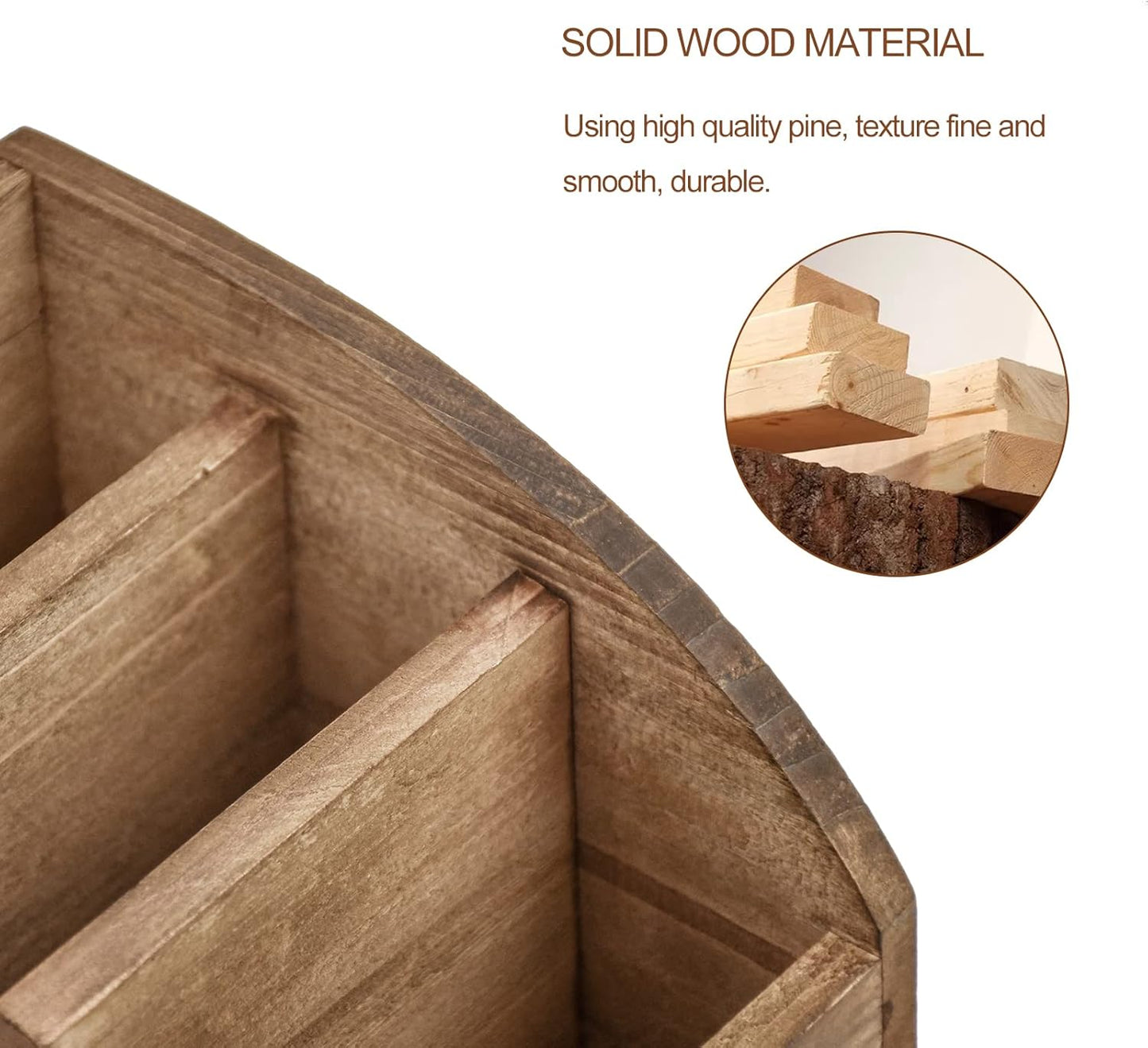 BONNY DODO Remote Control Holders Organizer Box for Table Small Solid Wooden Desk Farmhouse Home Decor Caddy Basket Store Tv Remote for Media Player,Pencil,Glassees&Office Supplies (Brown, S)