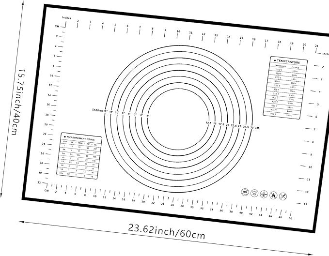 Dough Mat Silicone Baking Mats for Rolling Pastry,Kneading Sheet Sourdough Bread Baking Supplies Black 24x16"