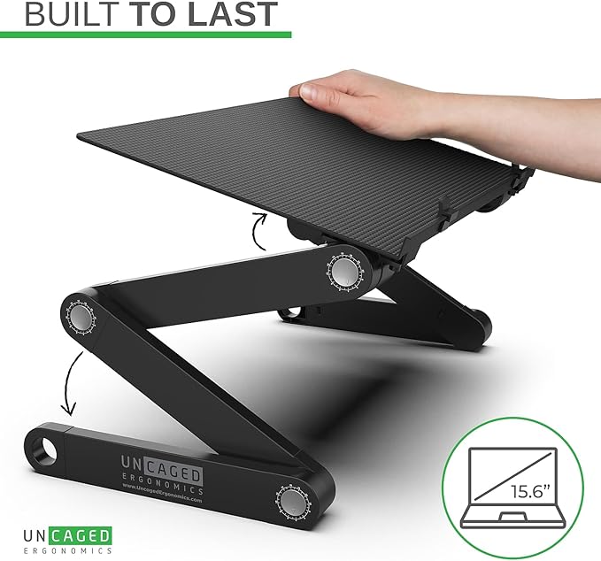 WorkEZ Adjustable Laptop Stand for Desk, Adjustable Height Laptop Stand, Ergonomic Foldable Portable PC Holder, Computer Riser, Home Office Supplies
