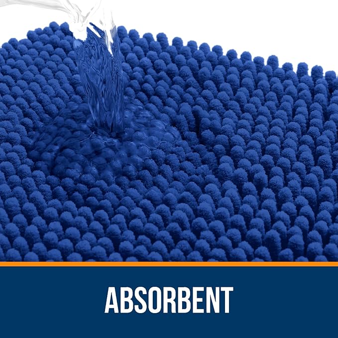 OLANLY Bathroom Rugs 40x32, Extra Soft Absorbent Chenille Bath Rugs, Rubber Backing Quick Dry, Machine Washable Bath Mats for Bathroom Floor, Tub and Shower, Home Decor Accessories, Royal Blue