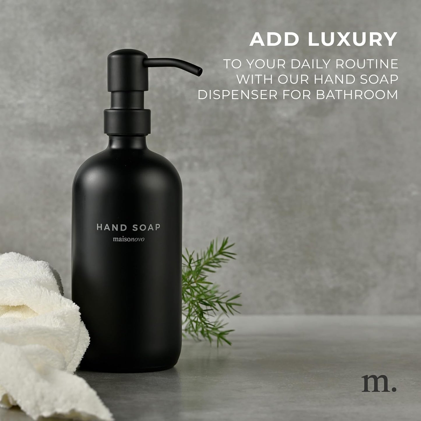 MaisoNovo Soap Dispenser 1-Piece Set | 16.9oz Black Bottles with Black Stainless Steel Pump