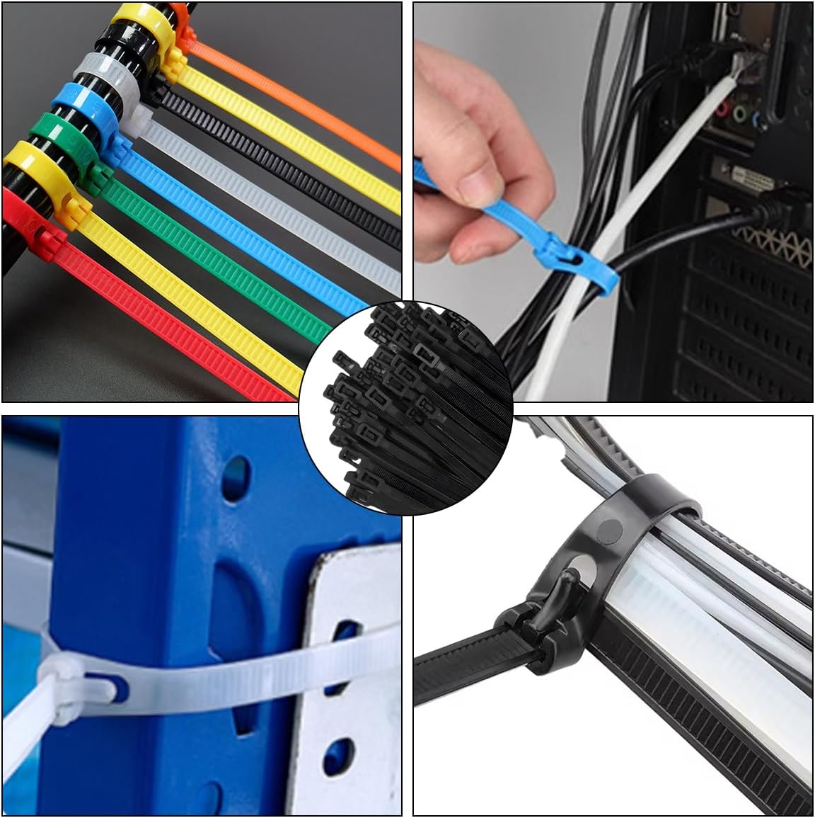 50 Count 10 Inch Reusable Cable Ties Black – Heavy Duty Releasable Zip Ties, 36 LBS for Electronics, Gardening, and Multi-Purpose Bundling