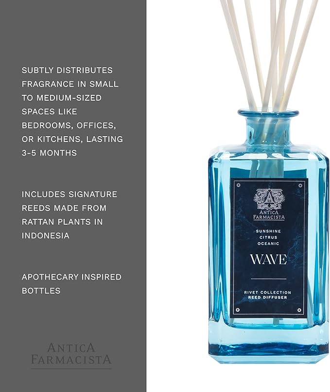 Antica Farmacista Home Ambiance Diffuser - Long-Lasting Reed Scent Diffuser - Luxury Room Freshener Gift - Wave, 10.8 fl oz