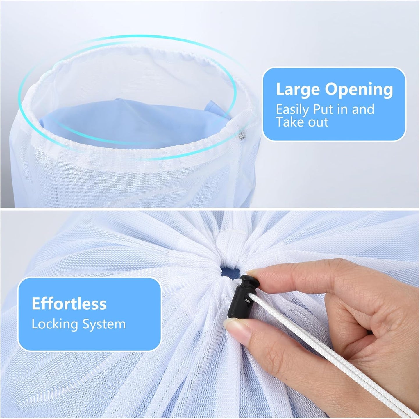 OTraki 16x20 Inch Small Laundry Bags 2PCS Fine Mesh Washing Bag Drawstring Dirty Clothes Machine Washable Delicates Bra Lingerie Socks Toy Garment Bag for Home Travel Dorm White