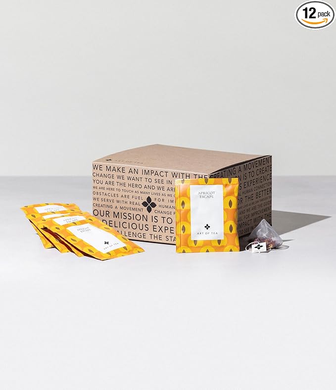 Art of Tea | Apricot Escape - Caffeine Free | 50 Eco Friendly Pyramid Tea Bag Sachets