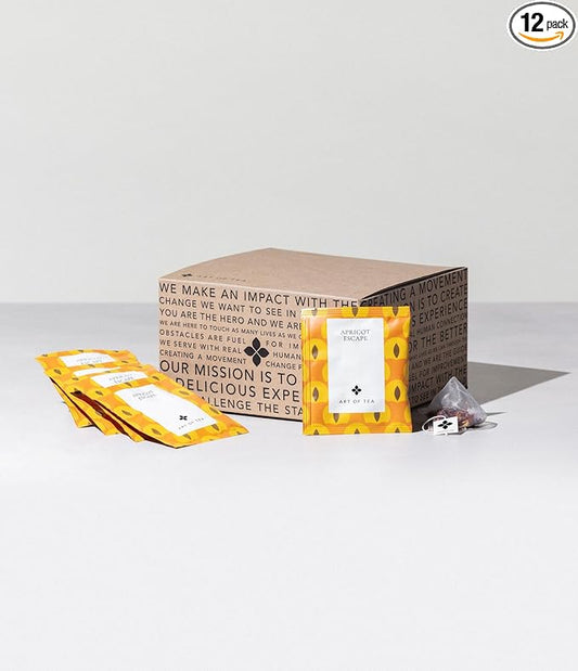 Art of Tea | Apricot Escape - Caffeine Free | 50 Eco Friendly Pyramid Tea Bag Sachets