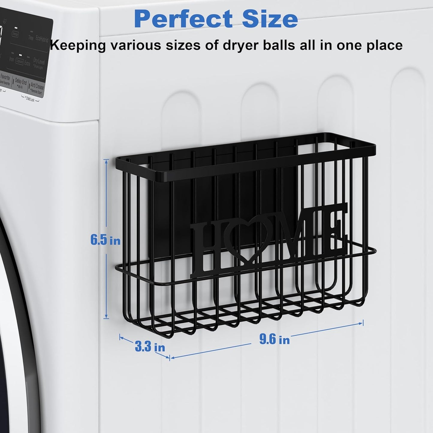 Thipoten Dryer Ball Holder, Magnetic Dryer Ball Storage for Laundry Room, Perfect Space Saver for Holding Dryer Balls of Various Sizes (Black)