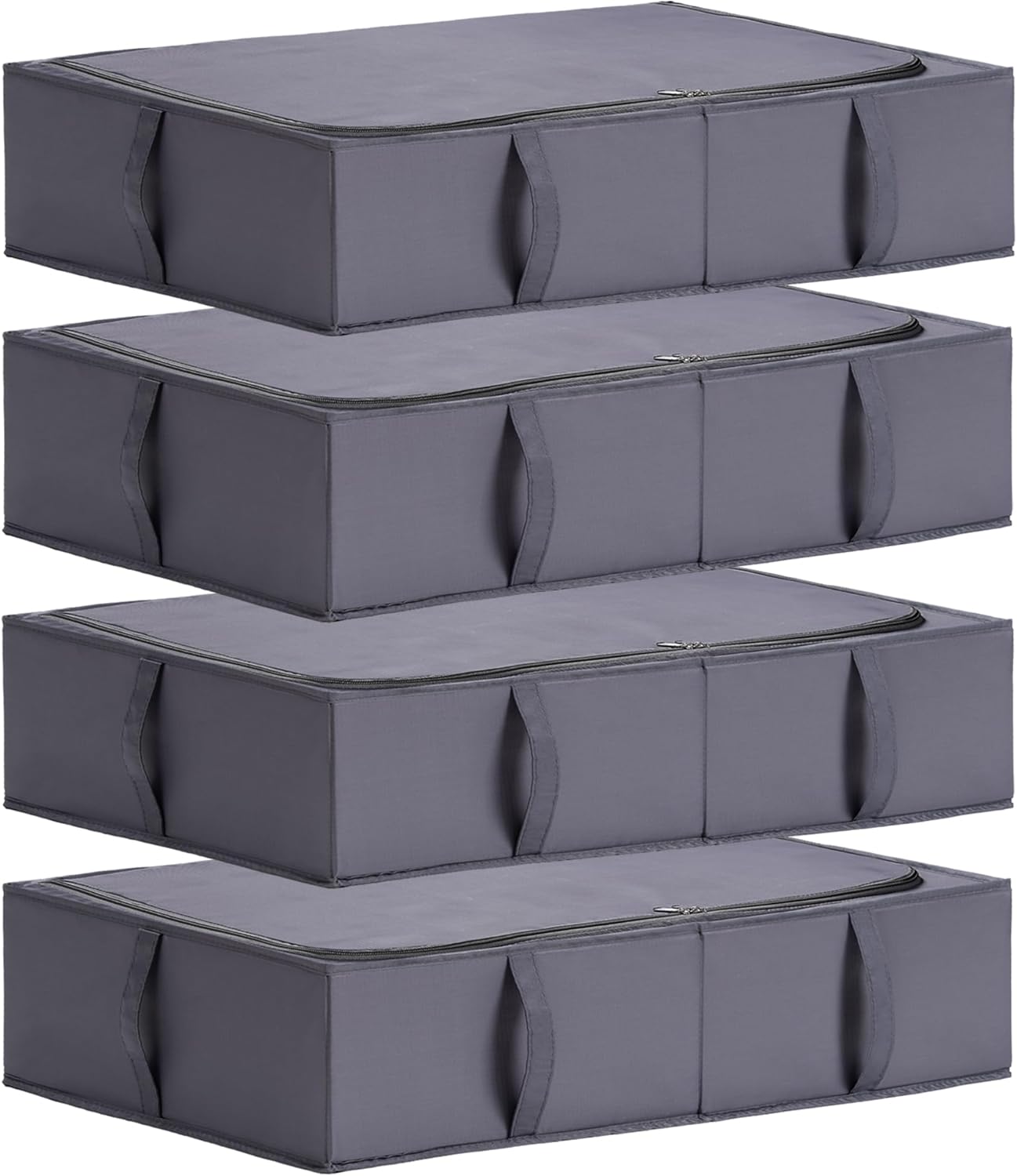 TYEERS Under Bed Storage Containers, Durable Fabric, Washable, Collapsible, Under Bed Storage Bins for Clothes, Blankets, Sheets, Shoes, 27.5x16.5x7 Inches, 4-Pack, Dark Grey