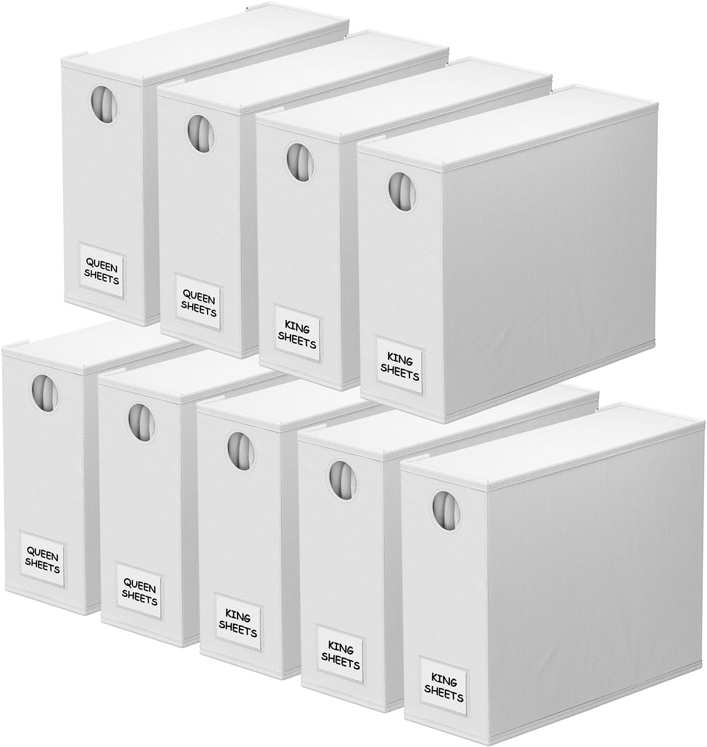 SpaceAid 9 Pack Bed Sheet Organizers and Storage, Foldable Sheet Organizer with Window for Linen Closet, Set Folder Keeper for Queen & King Size Bedding Storage (White)