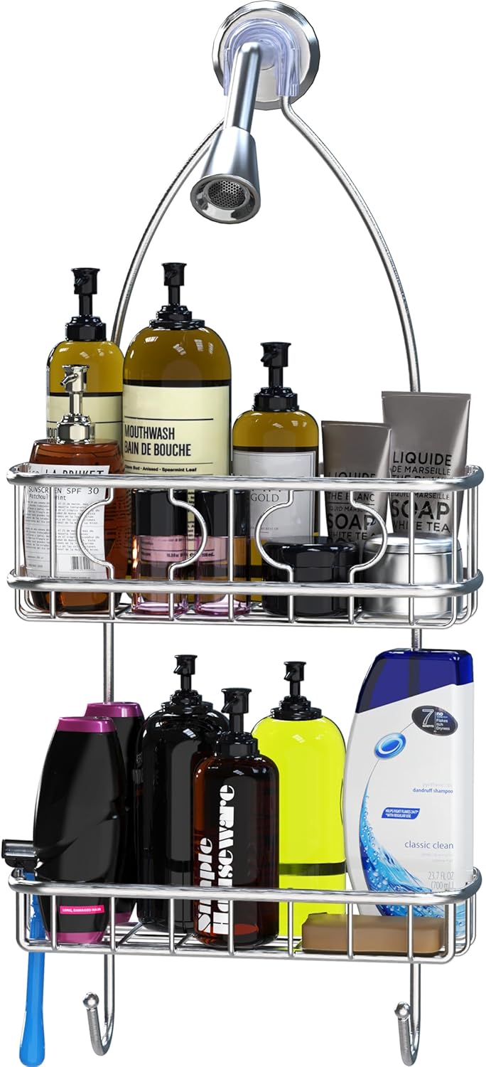 Simple Houseware Stainless Steel Bathroom Hanging Shower Head Caddy Organizer (24 x 10.2 x 4.2 inches)