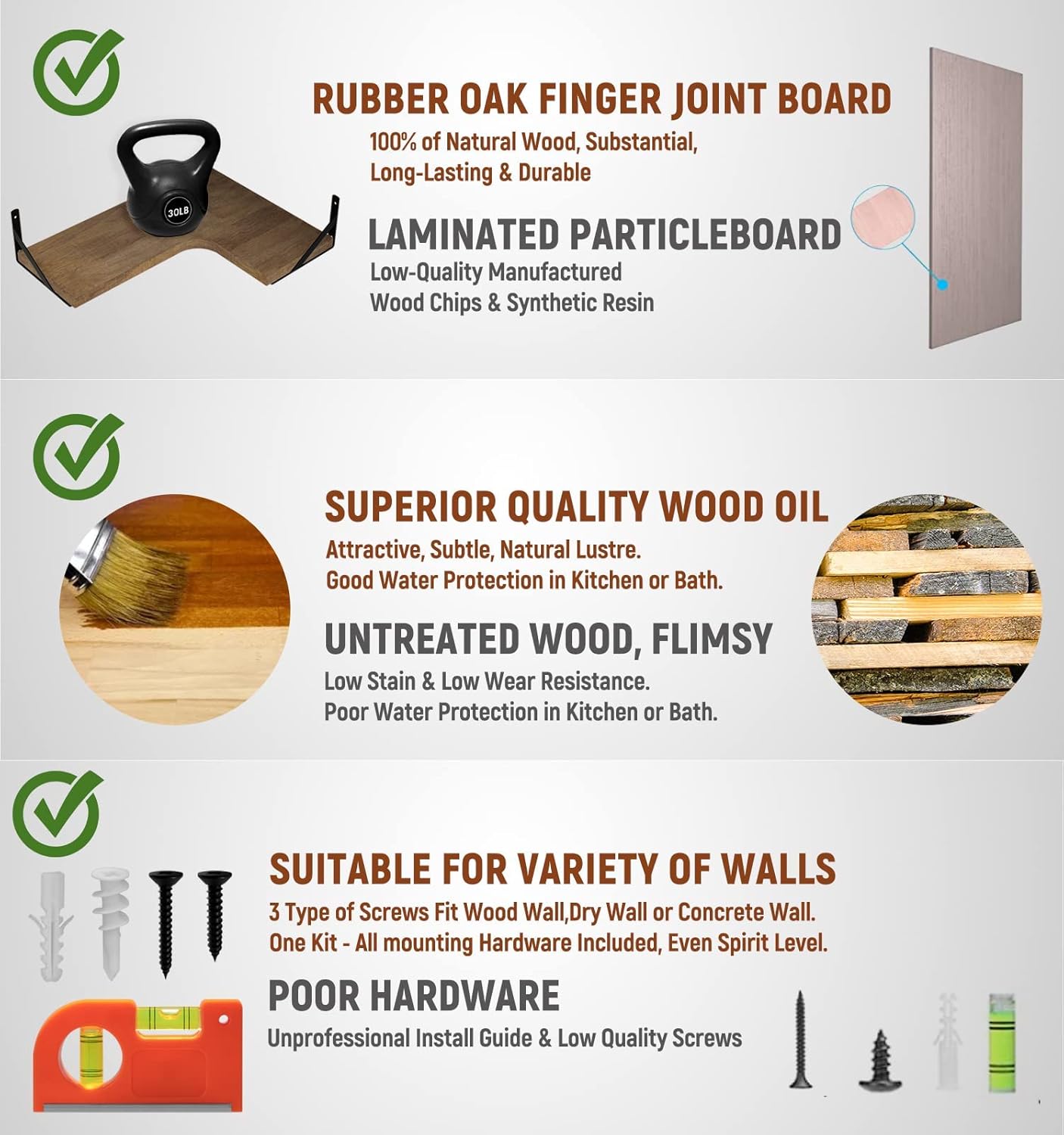 LEOPO Corner Floating Shelves Set of 4, Hardwood Storage Shelves, Cozy & Dependable Floating Shelves for Bedroom, Living Room, Kitchen, Office and More, Black