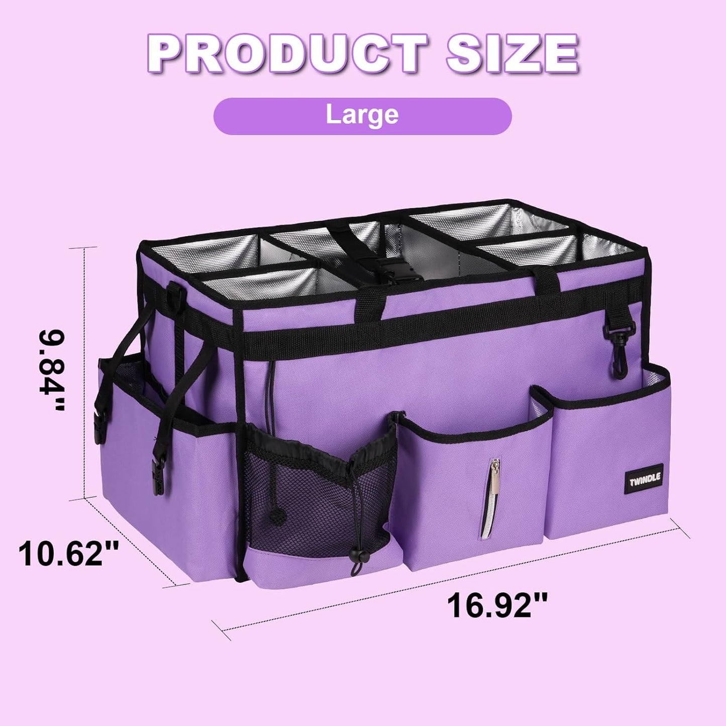 Large Cleaning Caddy Bag With Detachable Divider,Caddy Organizer With Handle,Cleaning Supply Storage With Adjustable Shoulder Strap & Waist Belt For Cleaners,Cleaning Housekeepers
