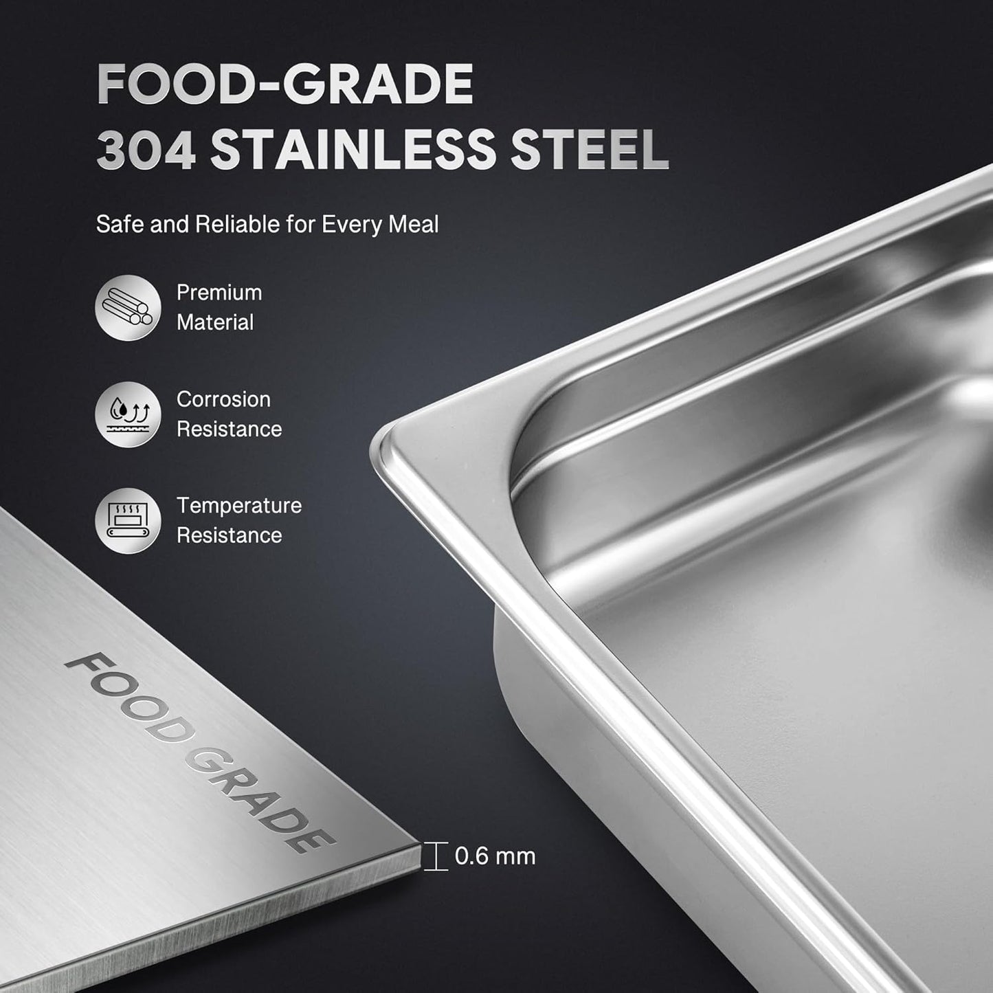 WILPREP 6 Pack Hotel Pans NSF Listed, 1/2 Size 2.5 in Deep Steam Table Pans with Lids, Food Grade Stainless Steel Hotel, 4.8 qt Catering Food Storage for Buffets Events Restaurants