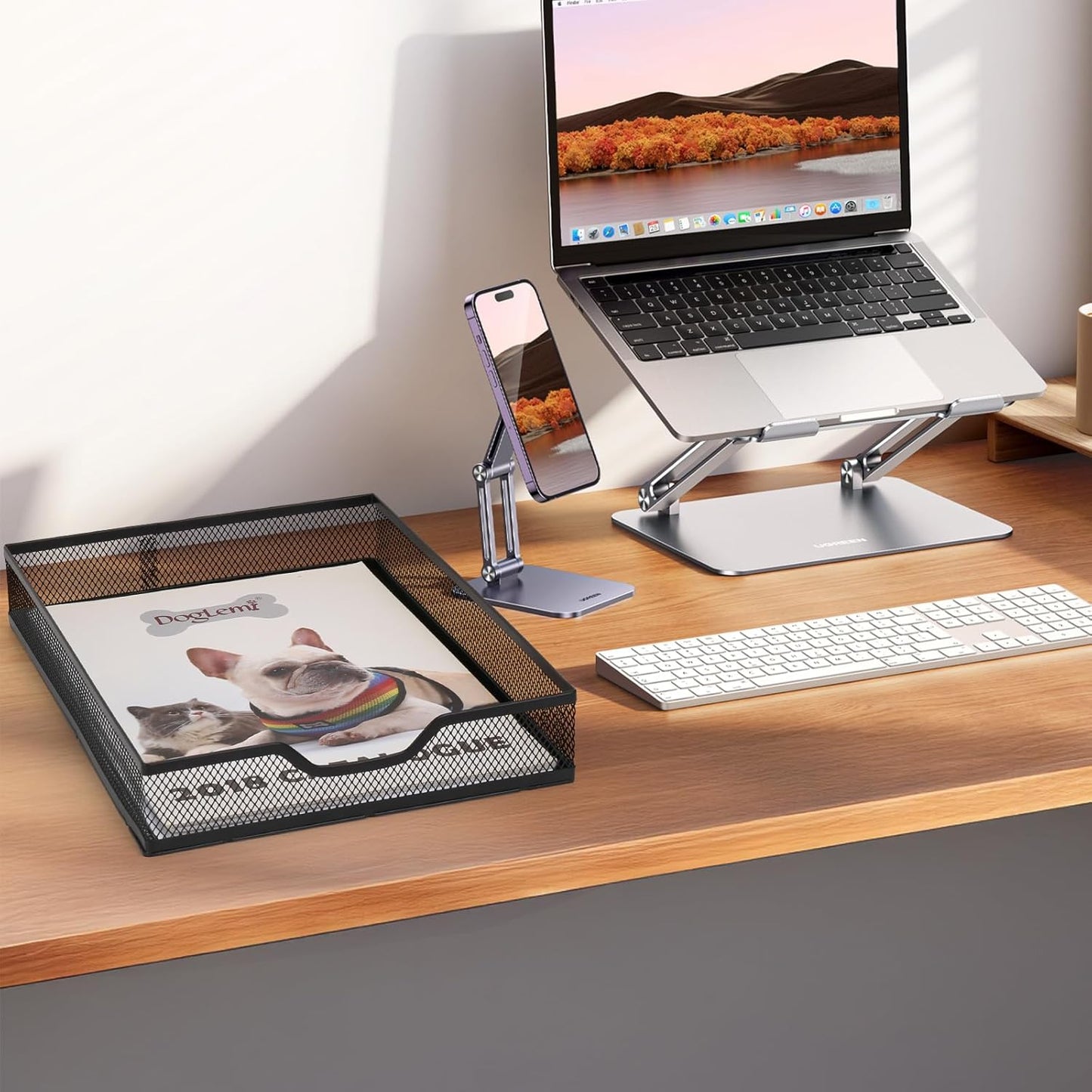 Office Drawer Organizer 2 Pack, Metal Mesh Set - Large Kitchen Drawer Organizer Tray, Adjustable Under Desk Storage for Papers, Office Supplies(Black)