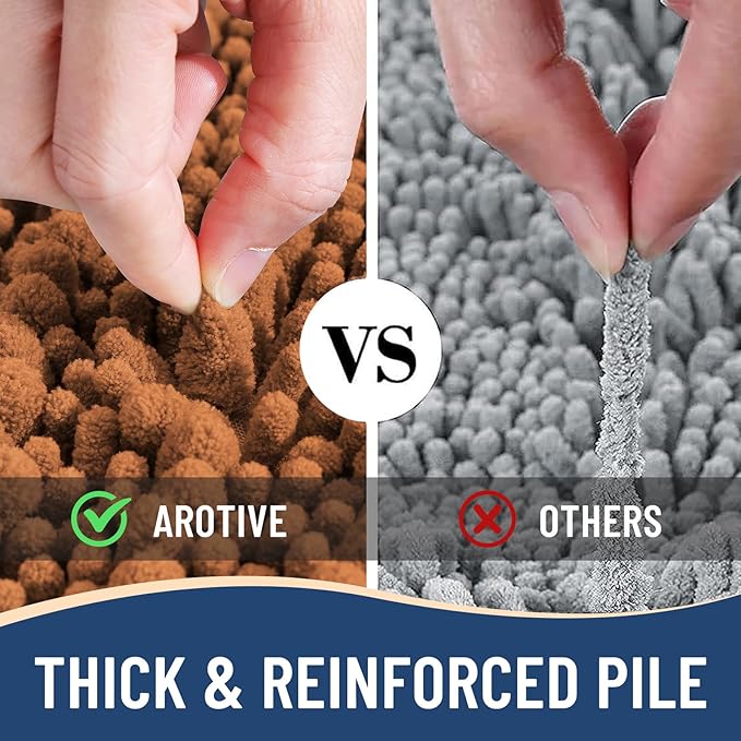 Arotive Luxury Chenille Bathroom Rug Mat, Extra Soft Thick Absorbent Shaggy Bath Rugs, Non-Slip Machine Wash Dry, Plush Bath Mats for Bathroom, Shower and Tub, 30x17, Clay