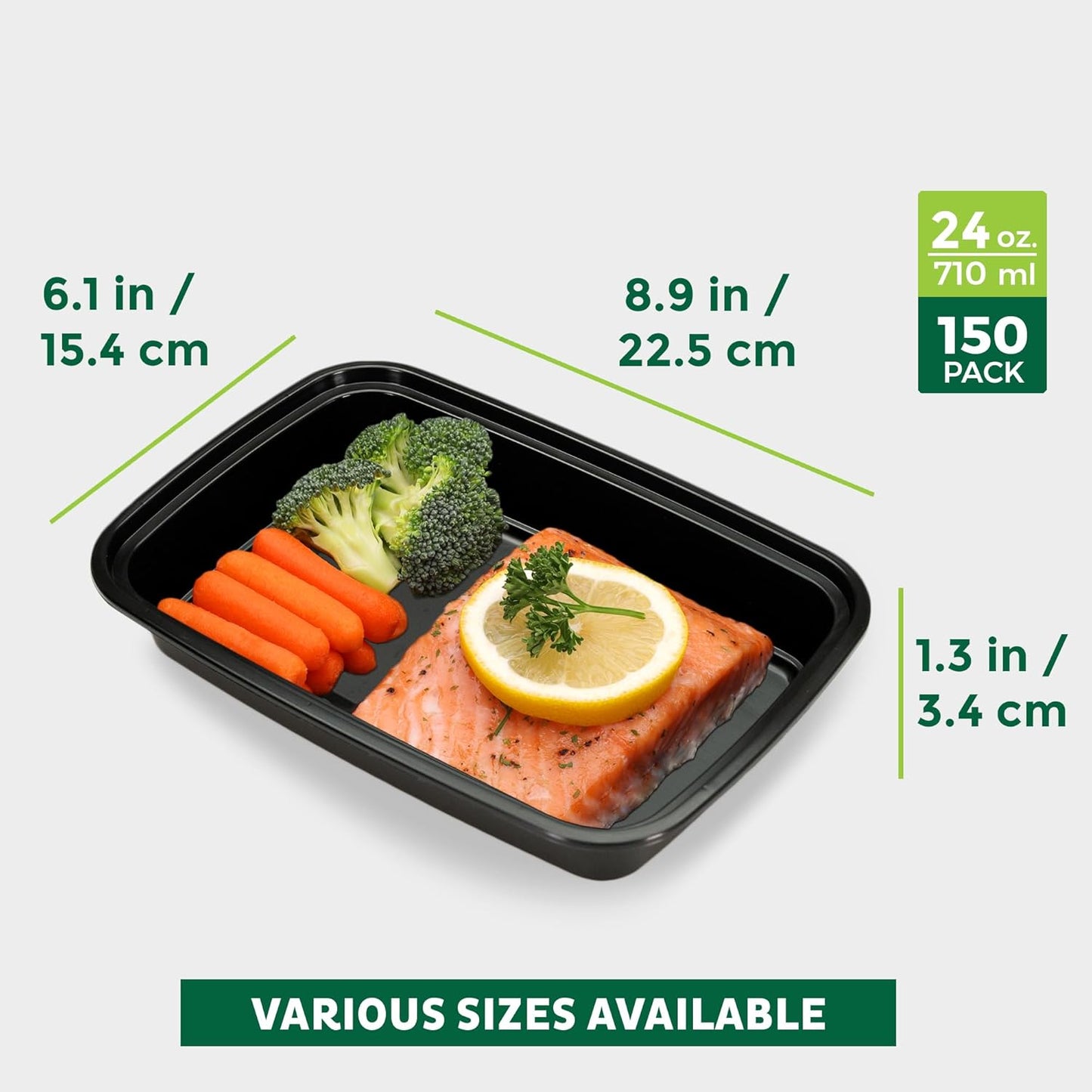 Freshware Meal Prep Containers [150 Pack] 1 Compartment with Lids, Food Storage Containers, Bento Box, BPA Free, Stackable, Microwave/Dishwasher/Freezer Safe (24 oz)