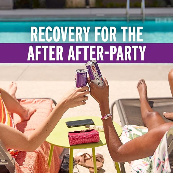 PARTYAID Rehab Blend, Feel Good Tonight and Tomorrow, Contains 5-HTP, B-Complex, Milk Thistle, Electrolytes, No Artificial Flavors or Sweeteners, Caffeine-Free, 12 Fl Oz (Pack of 4)