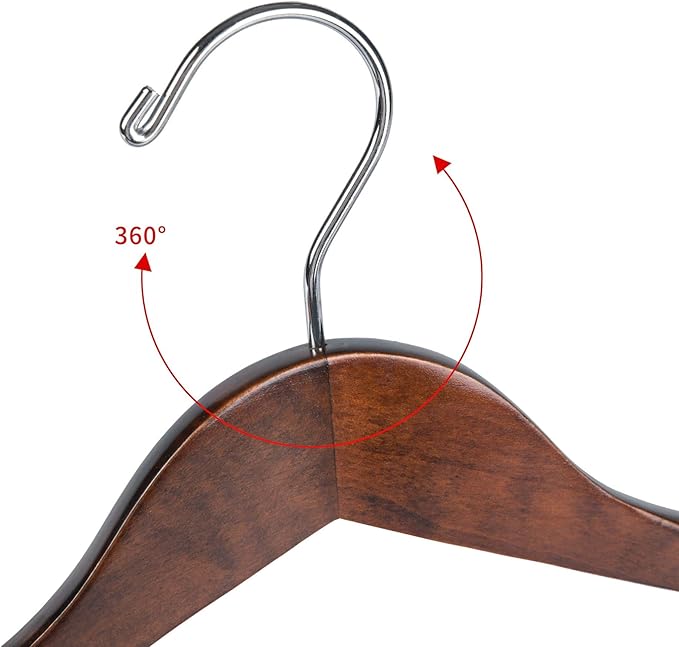 Luxury Wide Shoulder Wooden Hangers 30 Pack, with Locking Bar, Smooth Retro Finish Wood Suit Hanger Coat Hanger for Closet, Holds Upto 20lbs, 360° Swivel Hook, for Jacket, Dress Heavy Clothes Hangers
