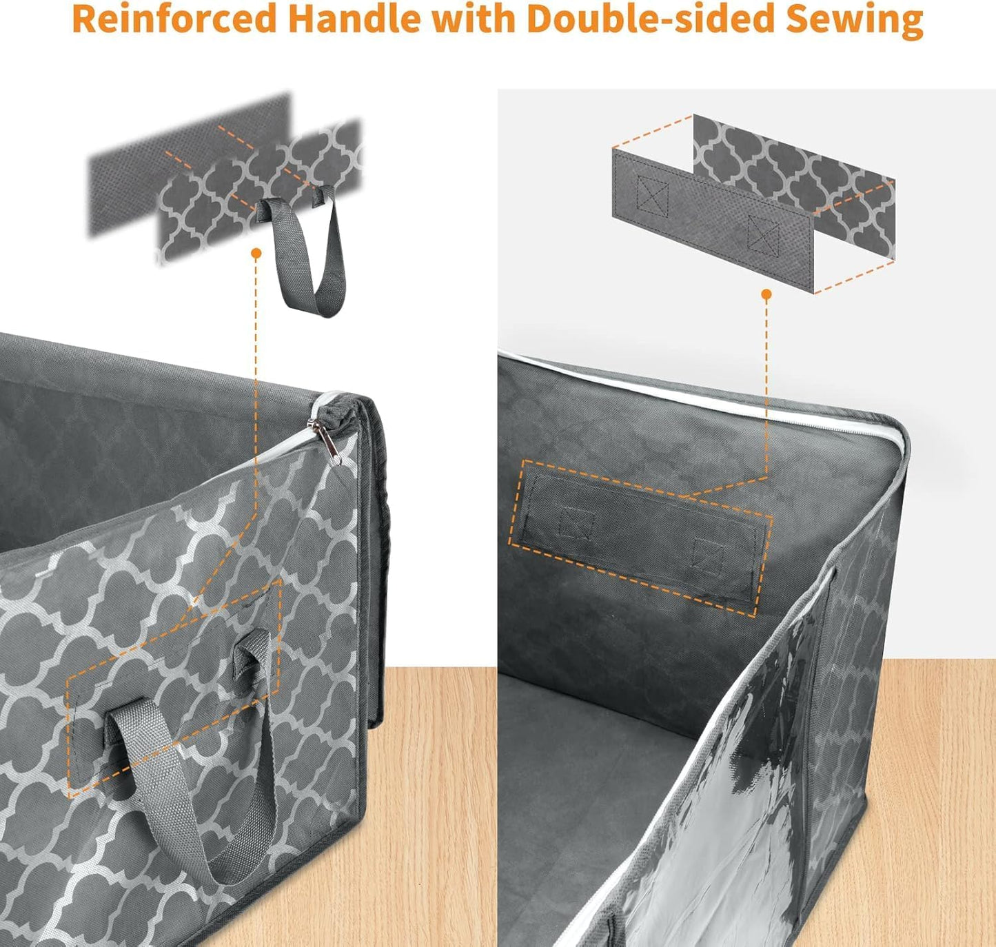 3 Pack Large Storage Bag Clothes Storage Organizer with Durable Handles for Closet Storage, Comforter, Blankets, Bedding and Toys 90 L