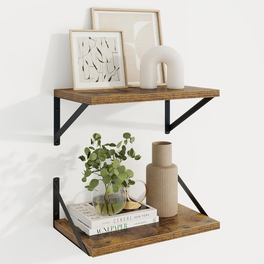 Axeman Deep Floating Shelves for Wall - 10 Inch Deep Floating Shelves Set of 2-16" W x 10" D Rustic Wall Shelves for Living Room Bathroom Bedroom