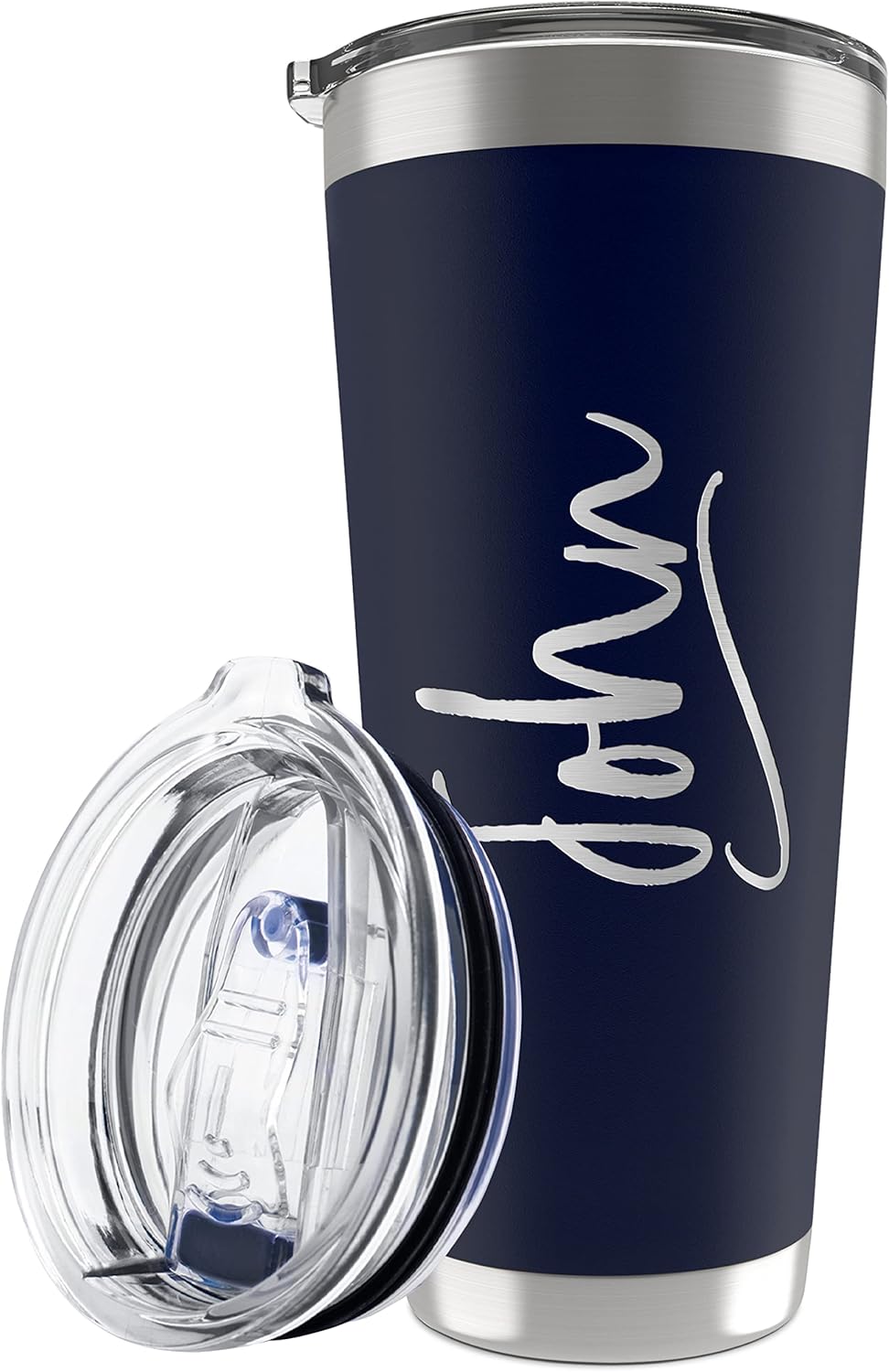 Personalized Tumbler with Engraved Name - 12 Designs, 30 Oz Coffee Tumbler with Slider Lid, Navy Blue, Double Wall Insulated - Custom Gifts for Men & Women