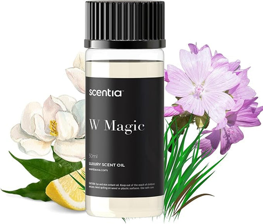 Scentia W Magic Hotel Diffuser Oil Inspired by 5-Star Hotel - 50 mL 1.69 fl oz - Fragrance Oil Blend Bergamot, Lemongrass & Jasmine for Aromatherapy Diffusers Humidifiers - Thanksgiving & Holiday Gift